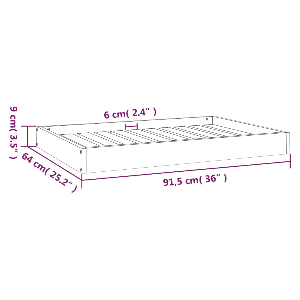 Cuccia per Cani Nera 91,5x64x9 cm in Legno Massello di Pino 820865