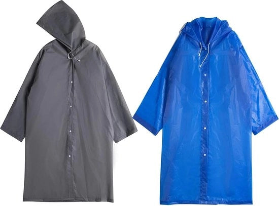 Poncho impermeabile da 2 pezzi trasparente per accessori da pioggia - per camminare in bicicletta campeggiare e viaggiare - blu grigio