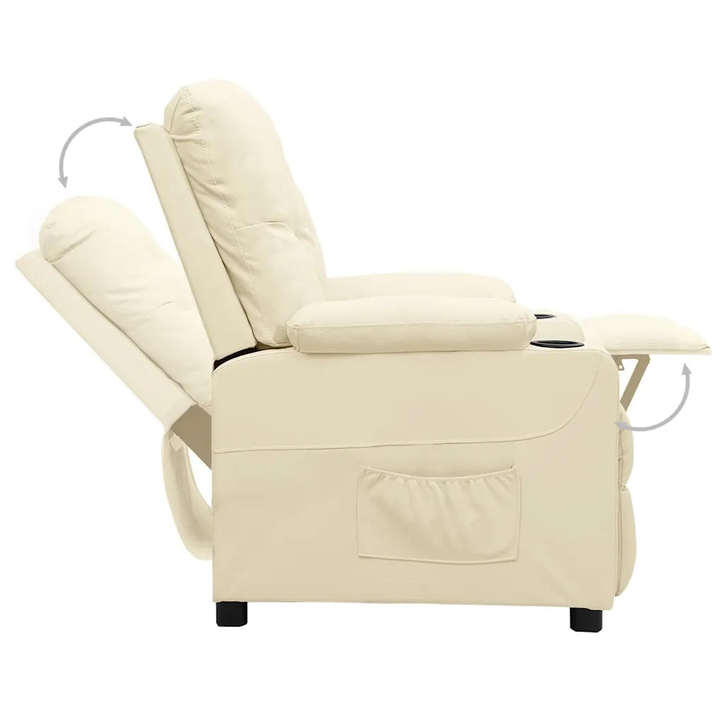 Divano Sedia-Poltrona Reclinabile Crema in Similpelle 832901