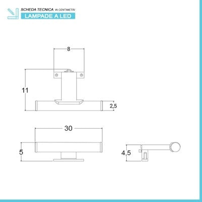 Specchio bagno 50x70 cm reversibile con LED naturale