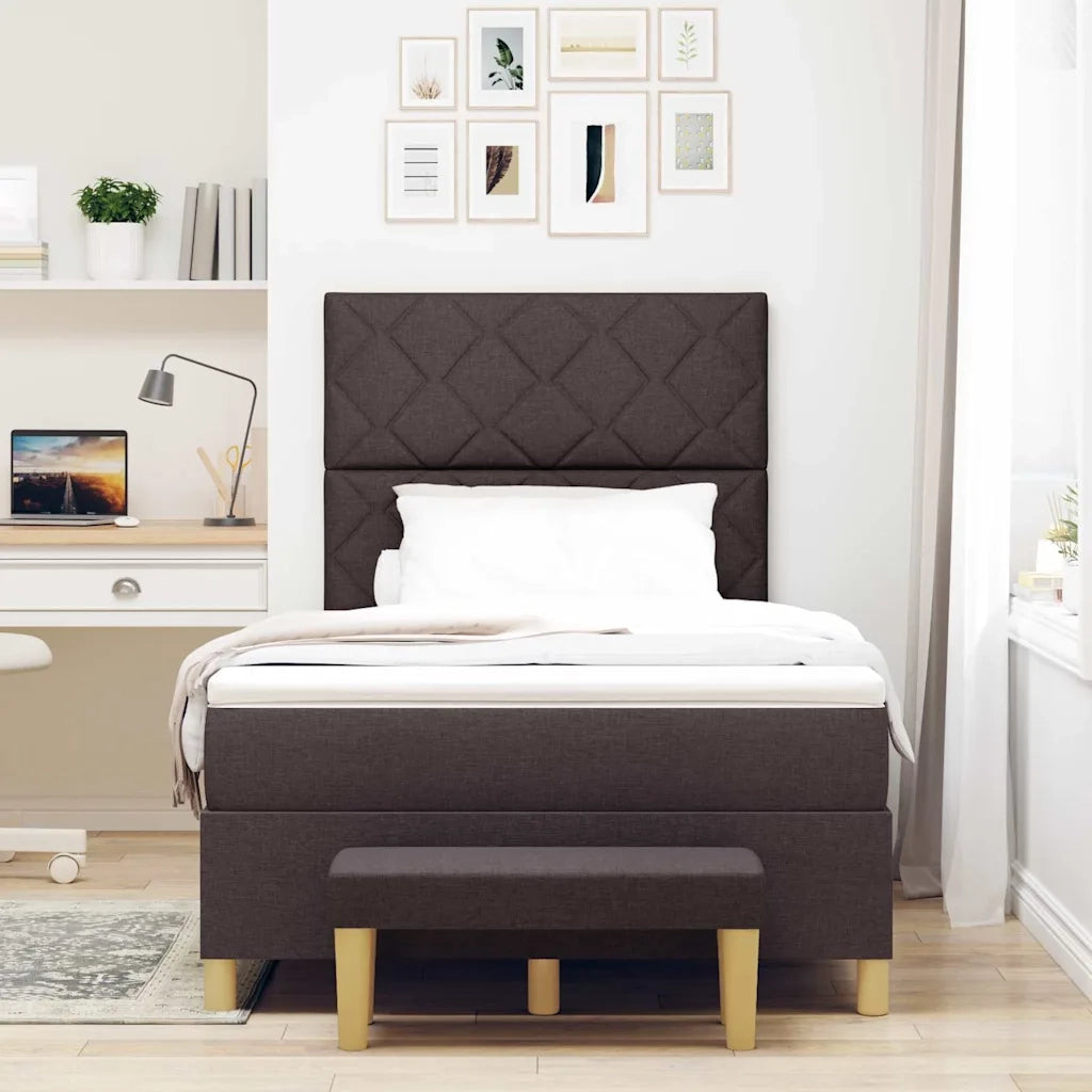 Letto a molle con materasso Marrone scuro 120 x 200 cm Tessuto