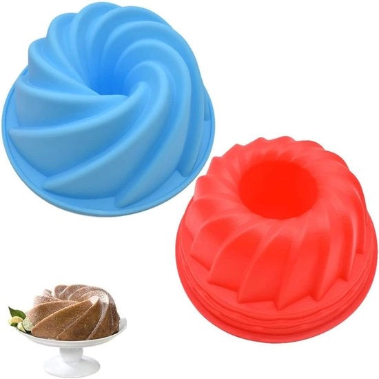 Muffiniera a Gugelhupf 2 pezzi - Materiale Silicone - Antiaderente - Resistente alle Temperature - Neutrale ai Feromoni Ø 23cm