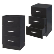 Set di 2 comodini con 3 cassetti pannello di particelle 66 x 37 x 35 cm nero b ant 03_0010607