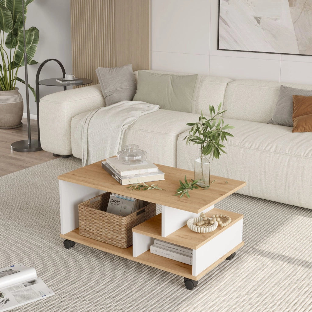 Tavolino in legno "MIN9" - 90 x 51 x 42 cm - Bianco