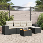 Set Divano da Giardino 6 pz con Cuscini Nero in Polyrattancod mxl 116377
