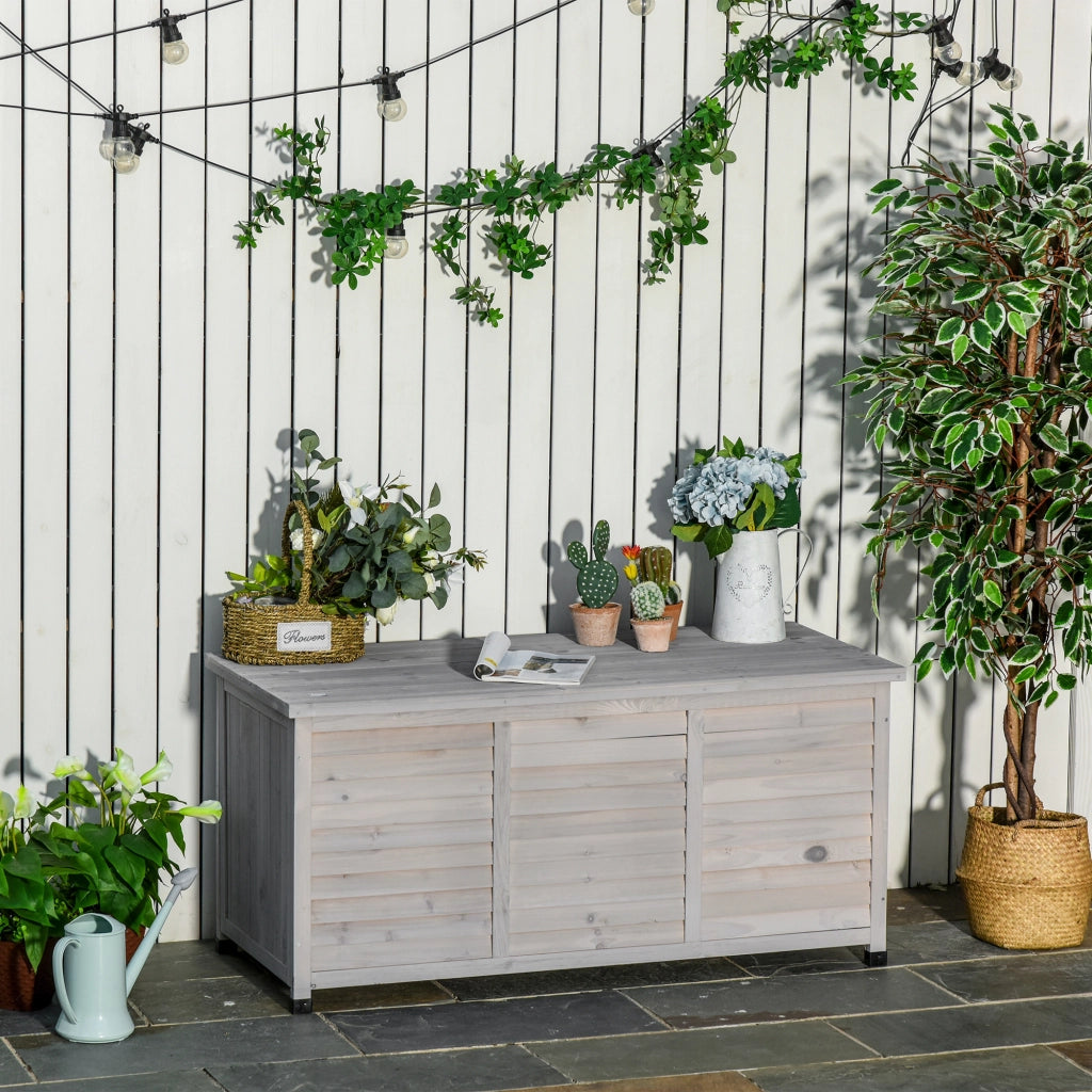 Mobile contenitore da giardino con coperchio apribile e piedini antiscivolo, per esterni, grigio chiaro 127 × 56 × 60 cm