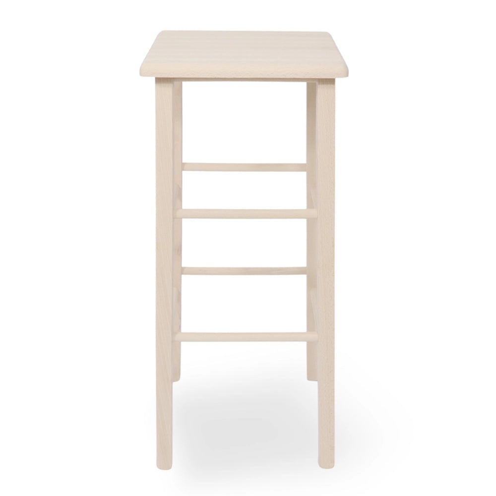Sgabello alto 73 cm in legno grezzo con seduta quadrata in legno massello
