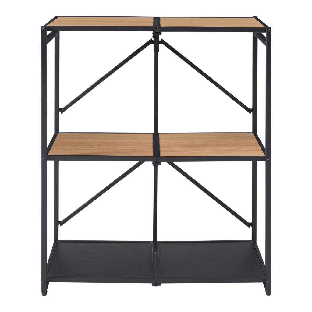 Scaffale dal design senza tempo per soggiorno/camera da letto mobile contenitore pieghevole indipendente con 3 ripiani metallo 81 x 68 x 38 cm MDF nero 03_0011144
