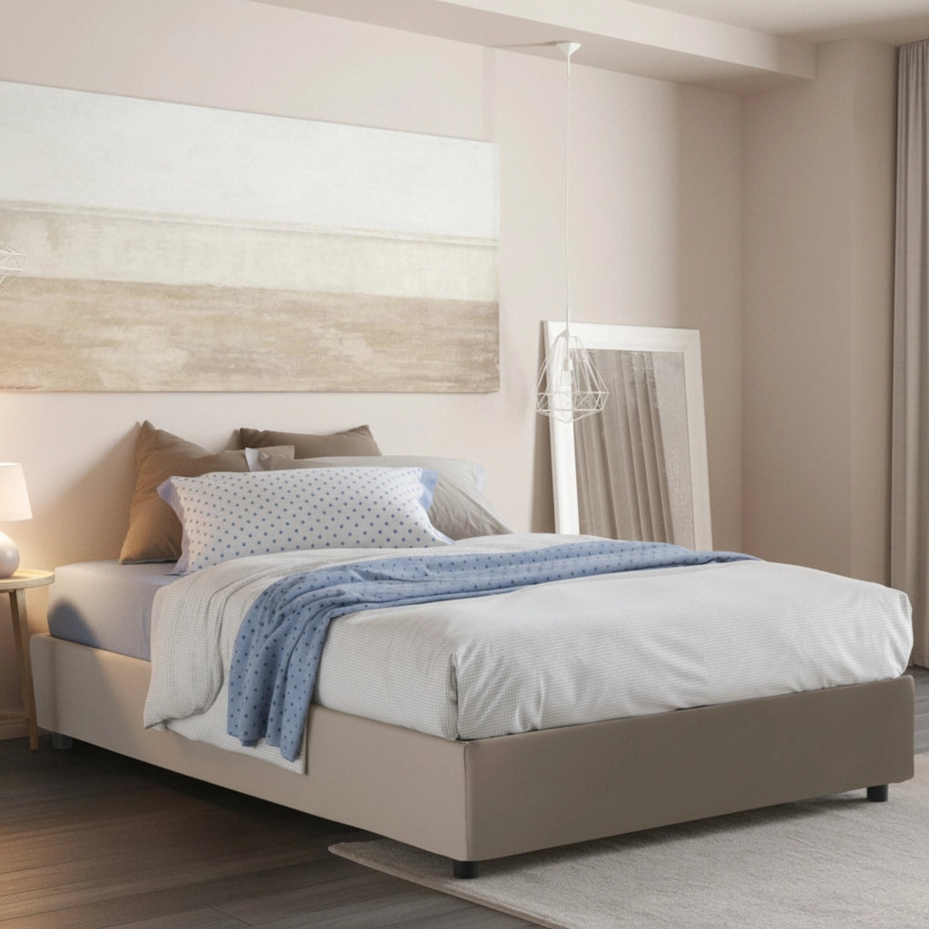 Letto Matrimoniale Archer, Letto Matrimoniale Materasso Incluso Made in Italy, Grigio