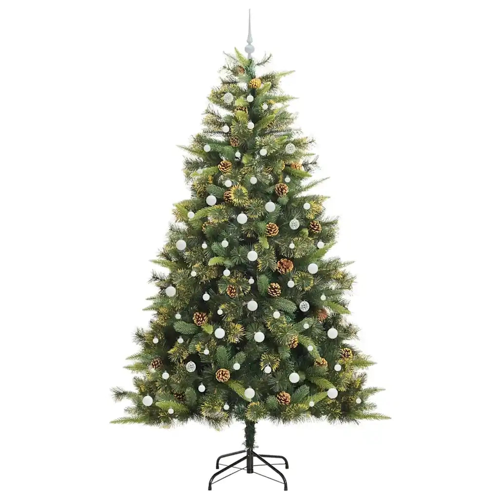 Albero di Natale artificiale pieghevole con coni Verde 240 cm 3395110