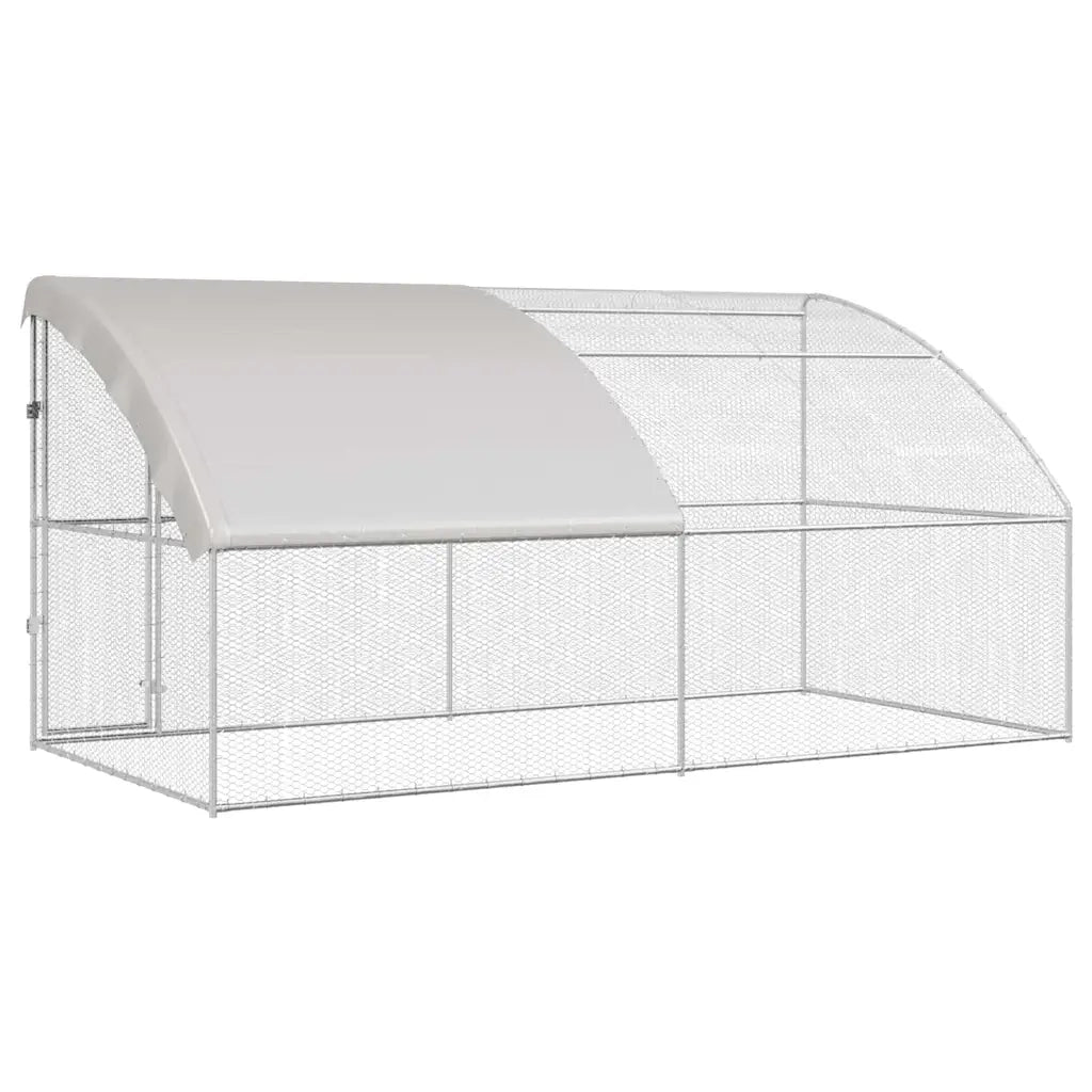 Gabbia per polli 2 pcs Argento 400 x 200 x 200 cm Acciaio e PE