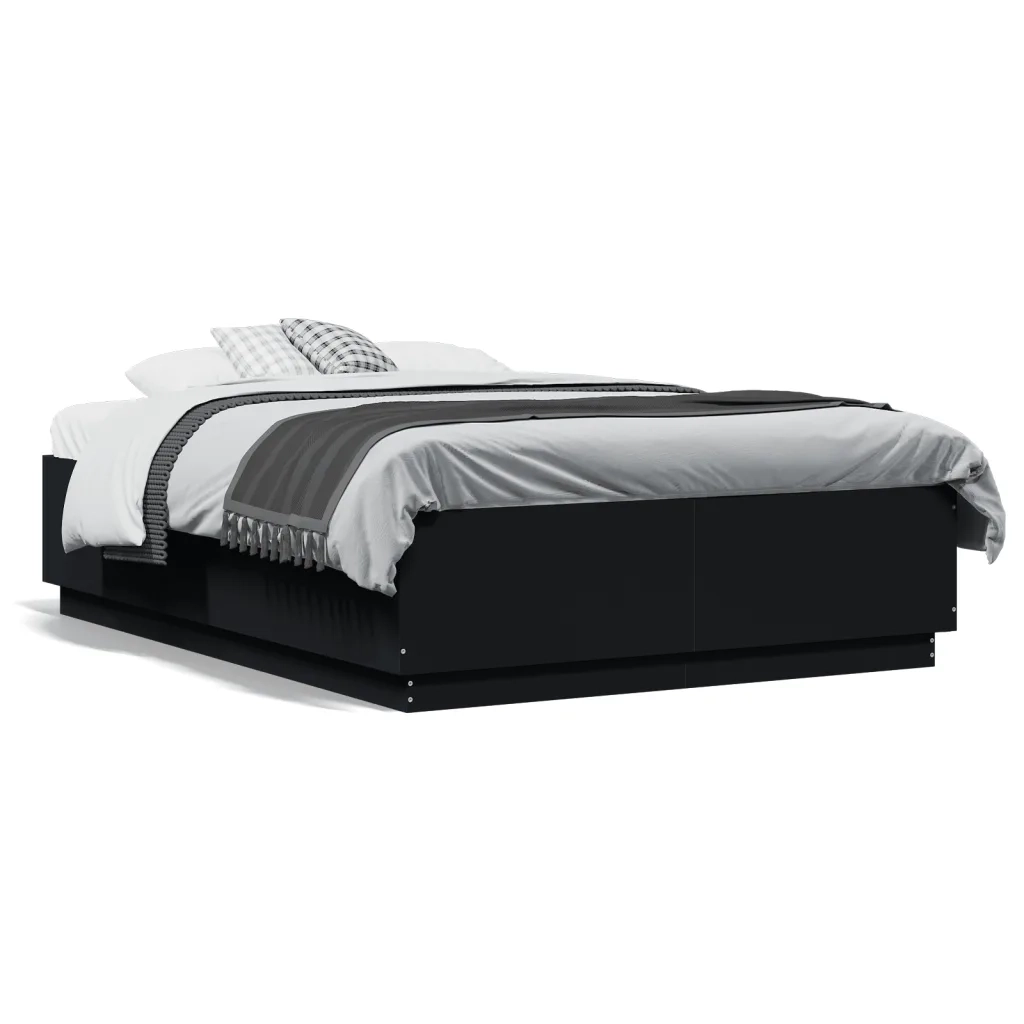 Giroletto con Luci LED Nero 120x190 cm in Legno Multistrato 3209654