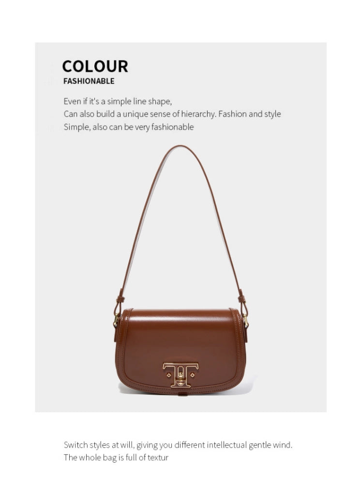Borsa a tracolla da donna in vera pelle marrone