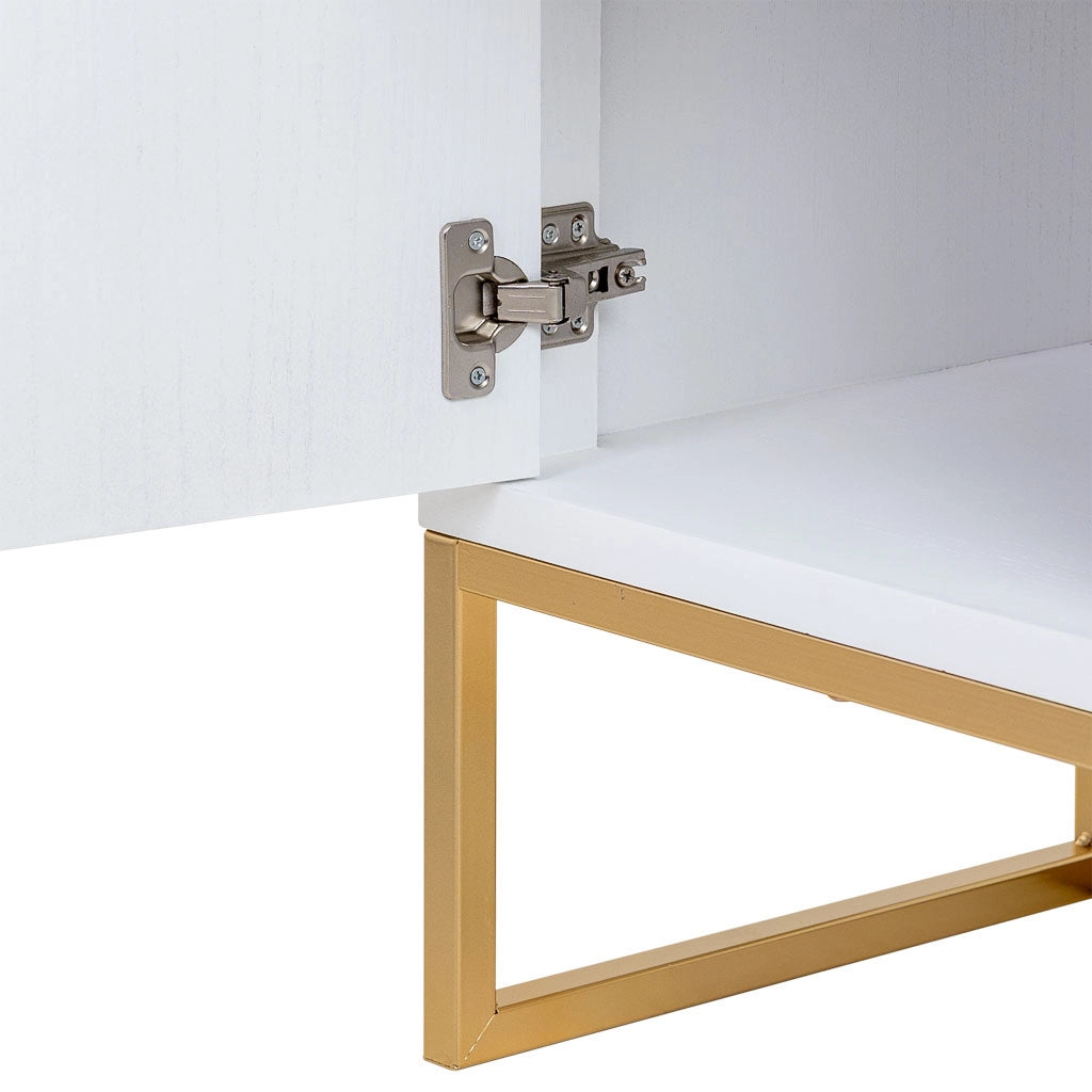 Tavolino in legno e metallo con 1 cassetto e 1 anta 42x36,5x71h cm