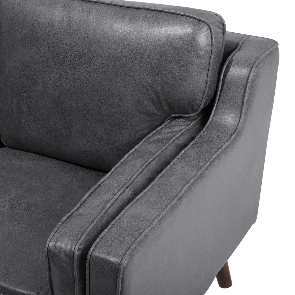 Divano grigio 2 posti in Similpelle gambe in legno classico soggiorno
