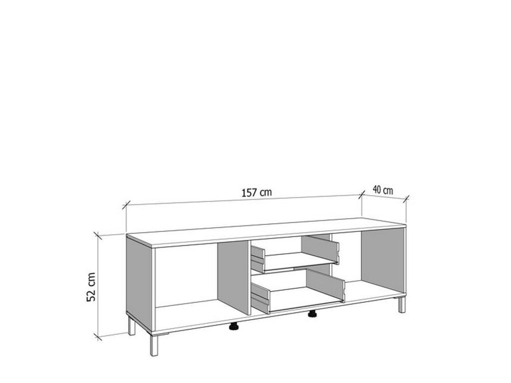 Caivano, Mobile Porta tv 2 Cassetti, 157x40x52h cm Marrone Rovere Nodi