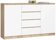 Cassettiera AKORD K160 Sonoma Quercia 160 cm 2 ante 4 cassetti inserto frontale Bianco 160x40x99 cm