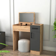Mobile da Trucco Rodano, Toeletta Specchio Incluso, 77x37x109h cm Marrone Rovere