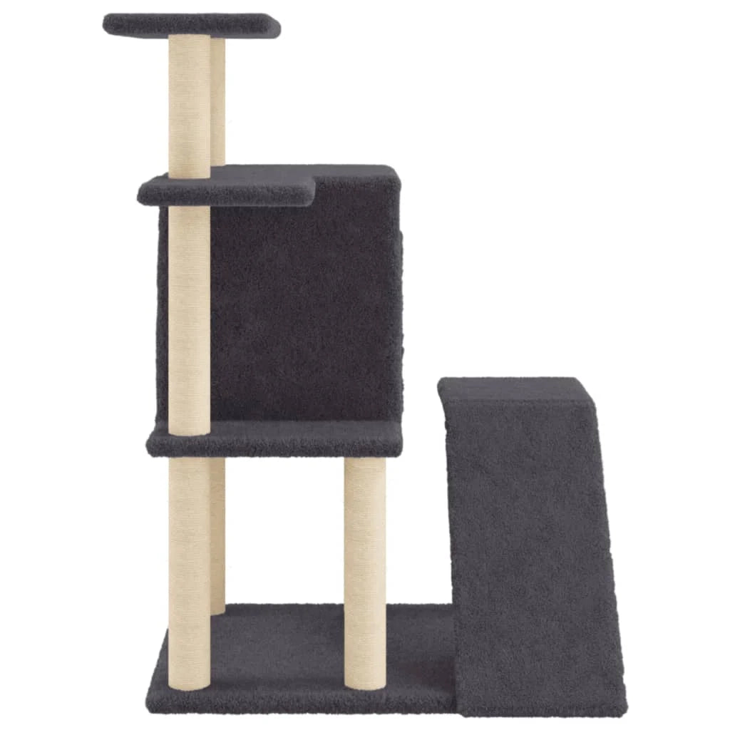 Tiragraffi per gatti torre per arrampicata giocattolo piattaforma per arrampicata con tiragraffi in sisal scuro 97 cm grigio 02_0022721