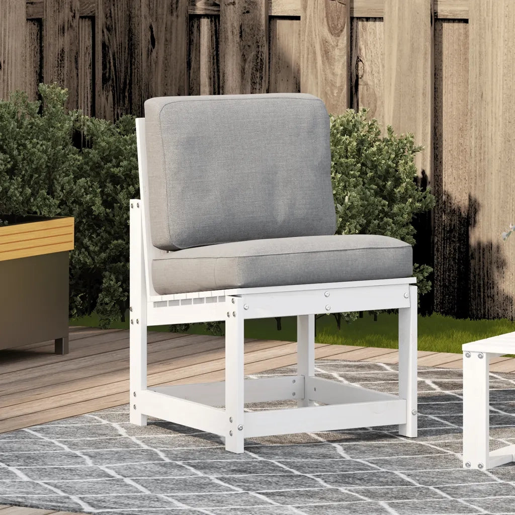 Sedia da patio-Sedia da Giardino Bianca 50,5x55x77 cm Legno Massello di Pino