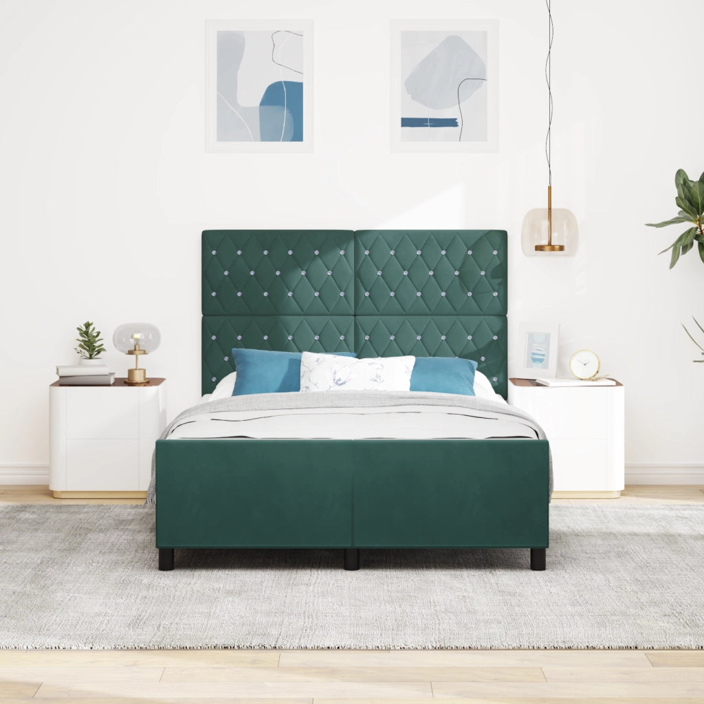 Struttura del letto in velluto verde scuro 140x200 cm