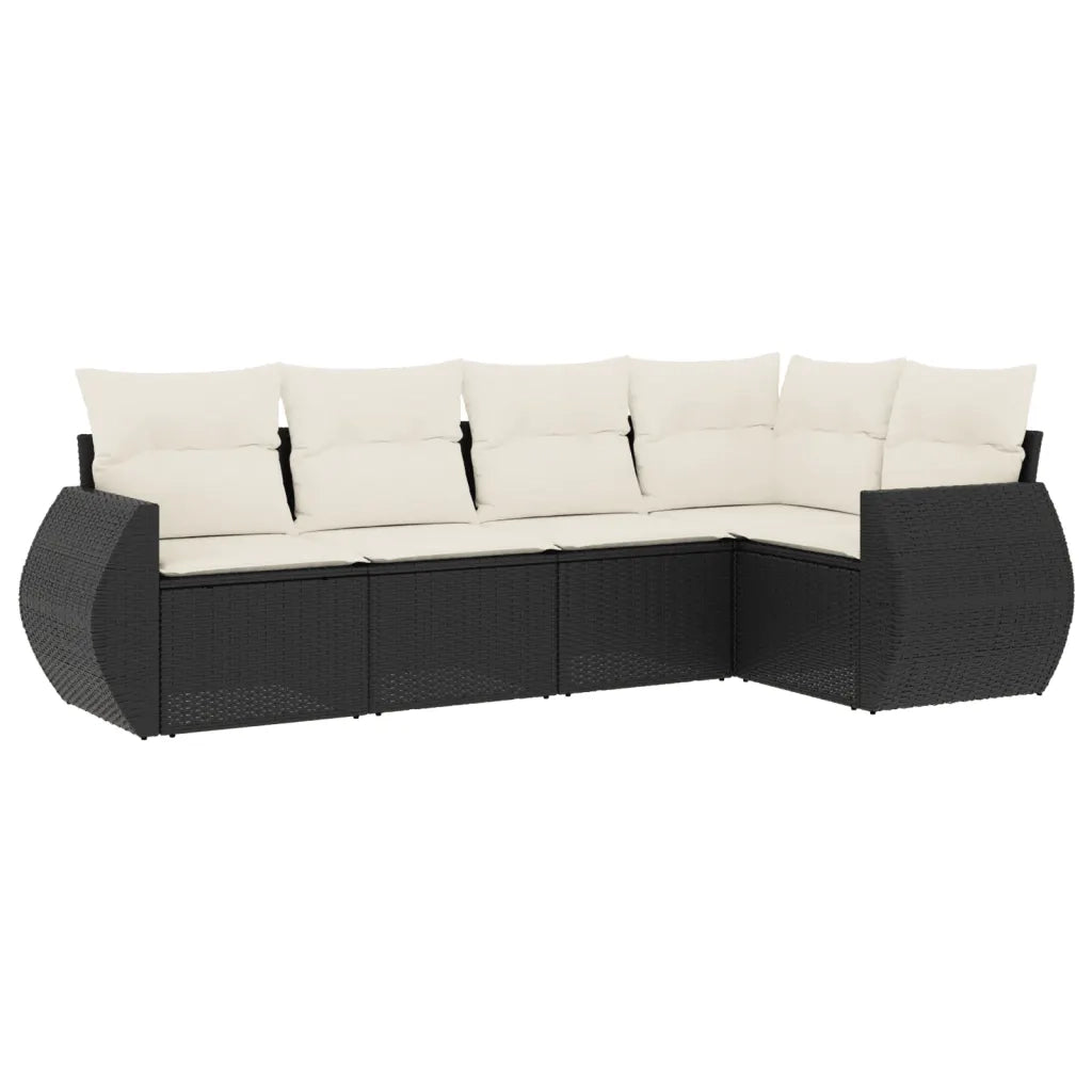 Set Divani da Giardino 5 pz con Cuscini in Polyrattan Nero 3221325