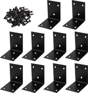 Angolo a 90 gradi in acciaio L con forma 65 x 65 x 48 mm nero - 10 pezzi con viti