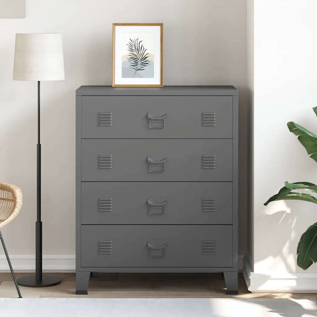 Cassettiera Industriale Antracite 78x40x93 cm in Metallo