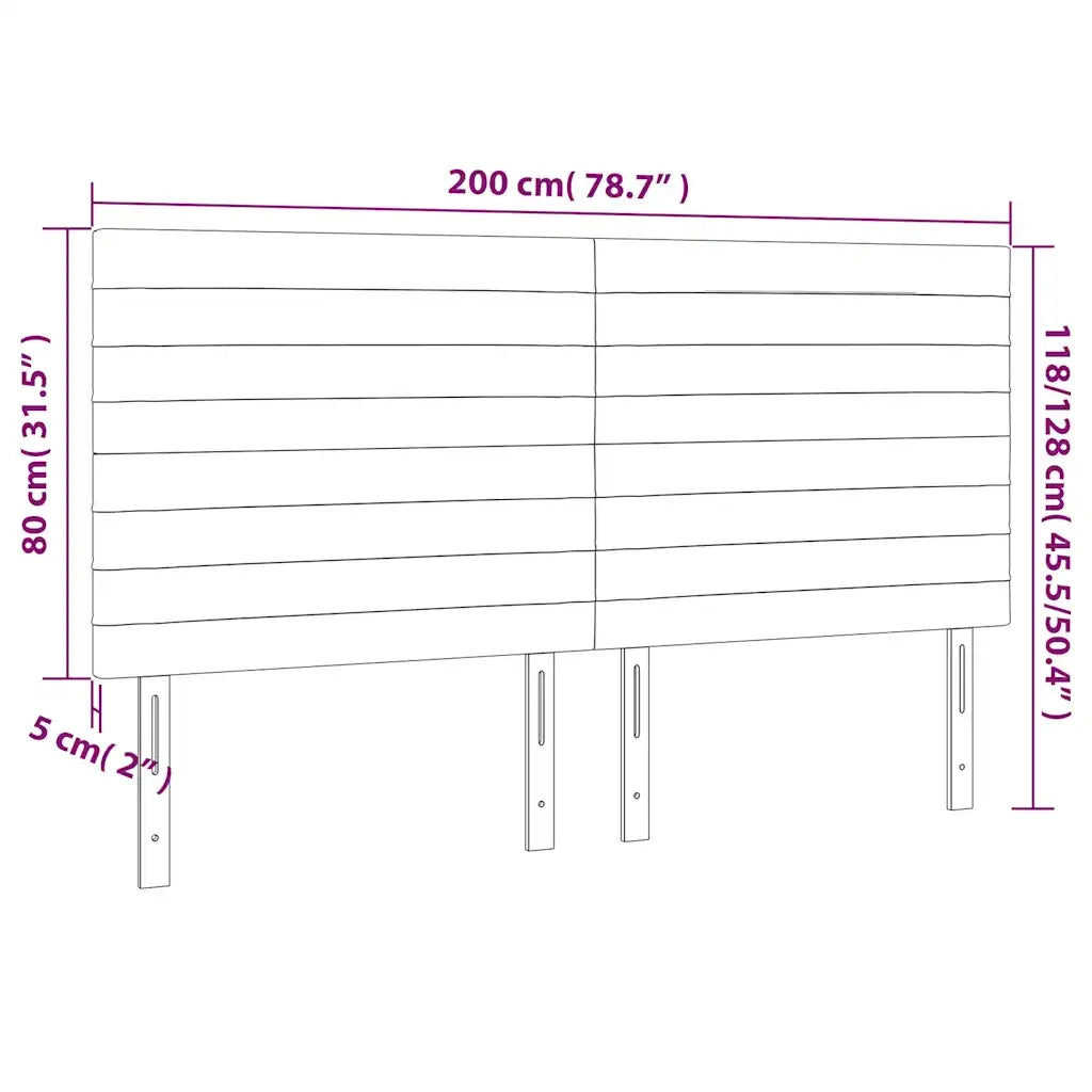 Testiera a LED Blu Scuro 200x5x118/128 cm in Velluto 3122634