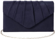borsa a catena, borsa a mano per donne, piccola, elegante borsa a forma di busta in velluto a tracolla per serata (blu marino)