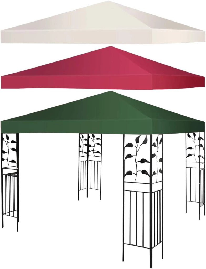 Tetto di Ricambio, per Gazebo Giardino di 3 x 3 M, Doppio/Singolo Strato, in Tessuto Poliestere, per Cortile/Spiaggia/Parco, 3 Colori e 2 Stili
