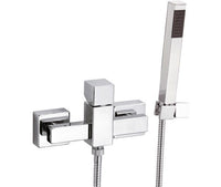 Miscelatore estreno doccia design squadrato, dotato di kit completo doccia. serie cube waterfall di daniel rubinetterie