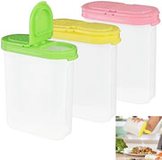 Set di contenitori per la dispensazione di 3 contenitori, contenitori da 250 ml per erbe, flaconi trasparenti con coperchi a cardini, contenitori ermetici per la conservazione nel cibo, contenitori per spezie, contenitori per zucchero e pepe