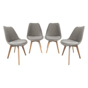 Set 4 sedie scandinave legno di faggio e bouclé strutturato, grigio