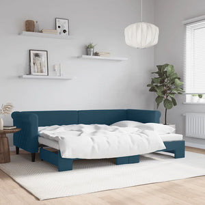 Divano Letto con Letto Estraibile Blu 80x200 cm in Velluto 3197763