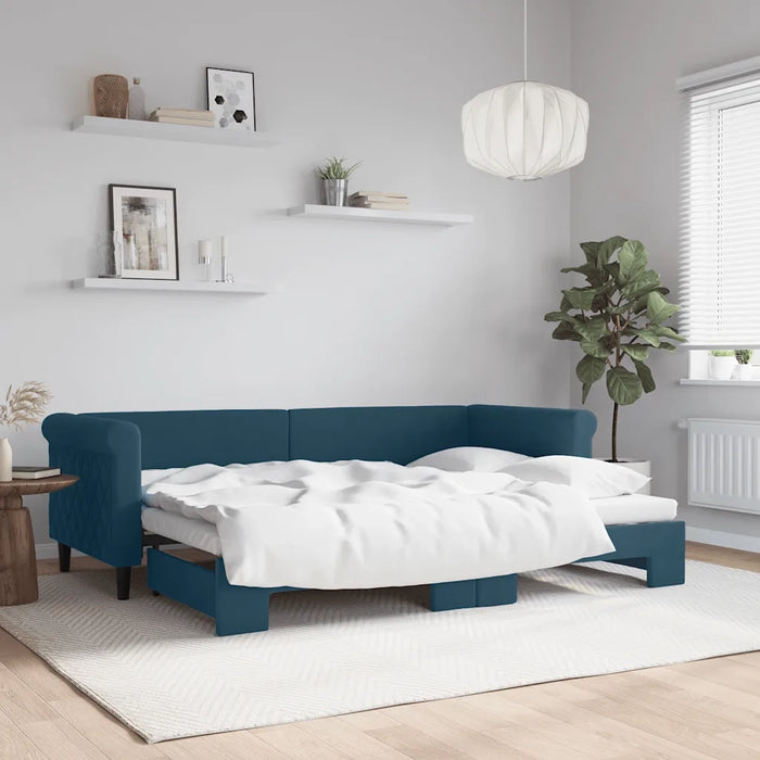 Divano Letto con Letto Estraibile Blu 80x200 cm in Velluto 3197763