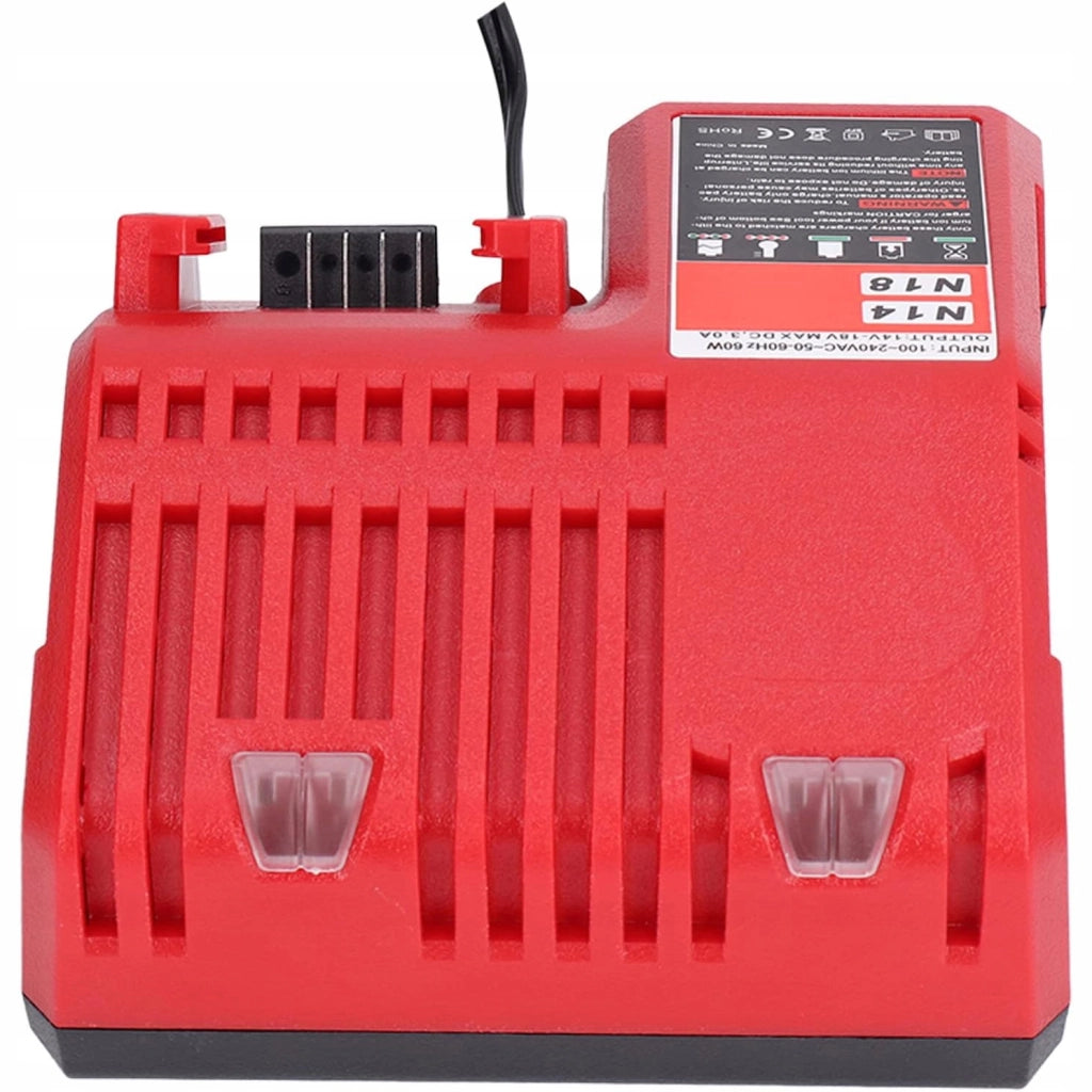 Caricabatterie di Ricambio VoltPlus M12-18FC – Compatibile con Milwaukee M14, M18 | 12V–18V, 3A