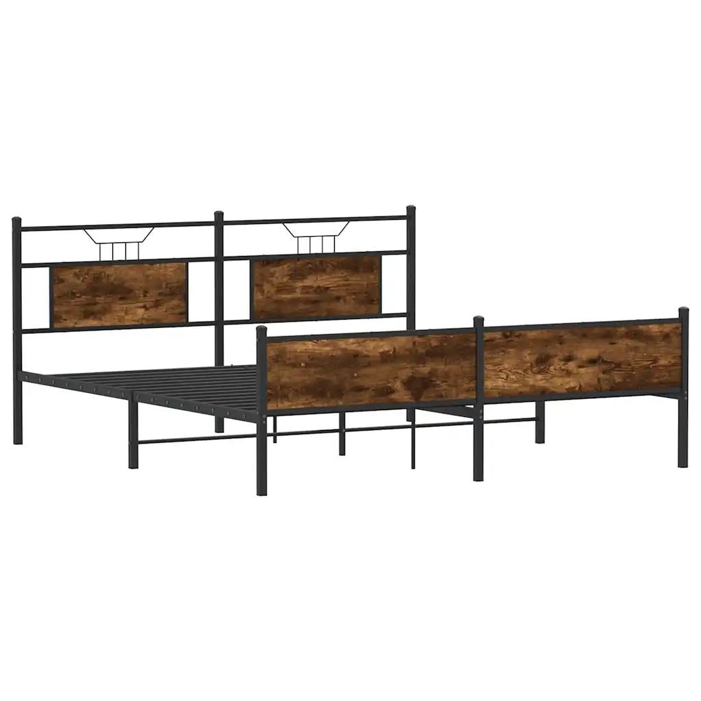 Letto matrimoniale | Letto per adulti | Giroletto senza Materaso in Metallo Rovere Fumo 180x200 cm