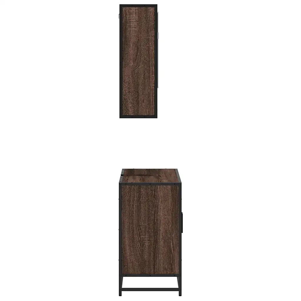 Set Mobili da Bagno 2 pz Rovere Marrone in Legno Multistrato 3300924