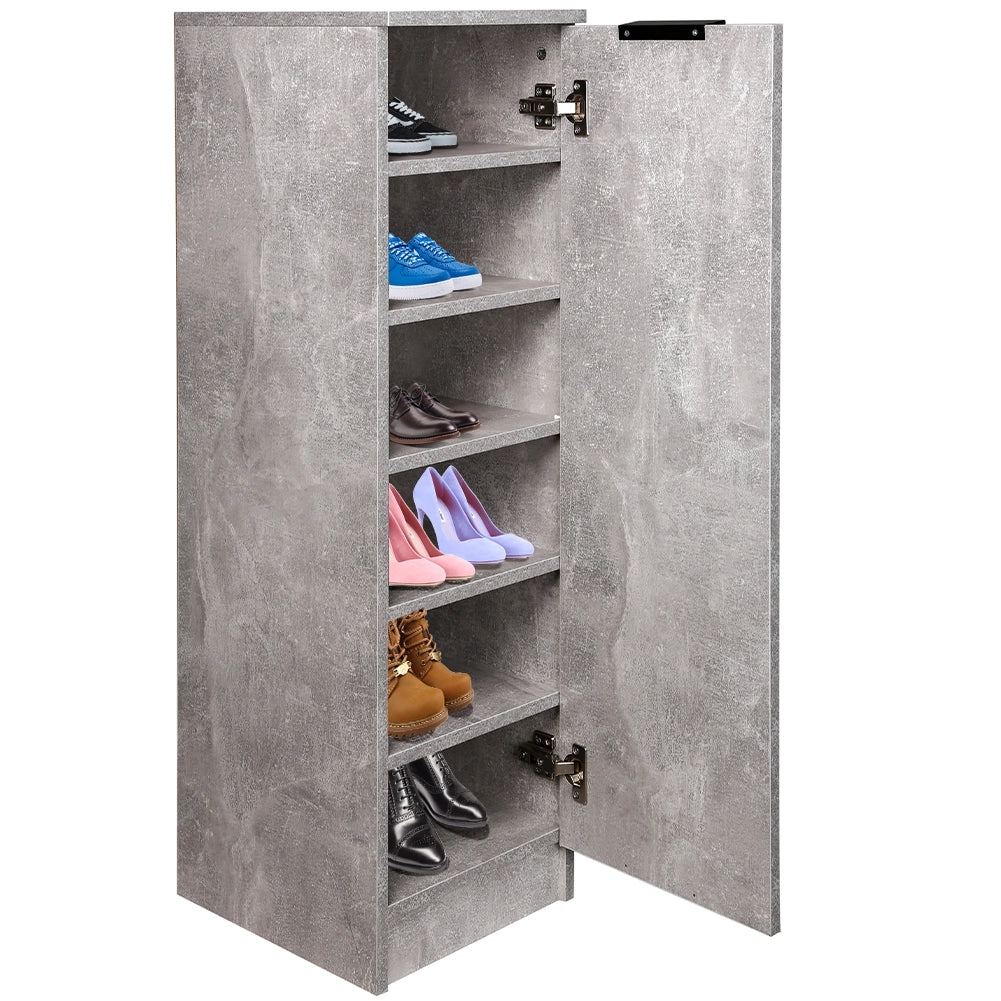 Mobile Scarpiera 6 Ripiani in Legno MDF 30x35 H 100 cm Multiuso Cemento Moderno