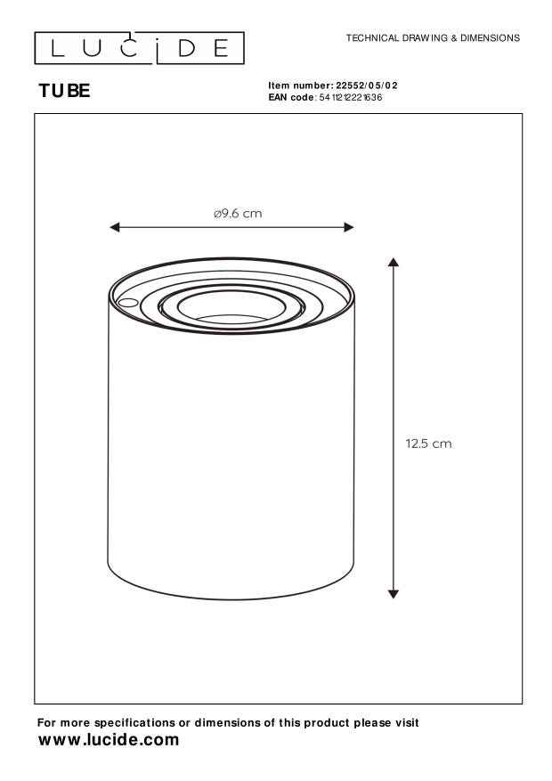 Lampada da tavolo cilindro oro GU10 touch Lucide Tube