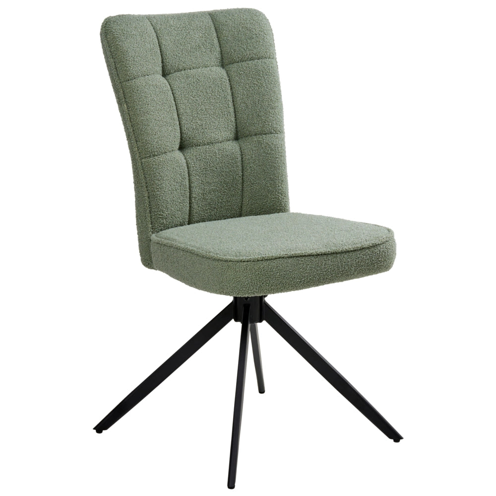 Set di 2 sedie da pranzo girevoli Rivestimento bouclé verde chiaro Base con gambe in metallo Sala da pranzo