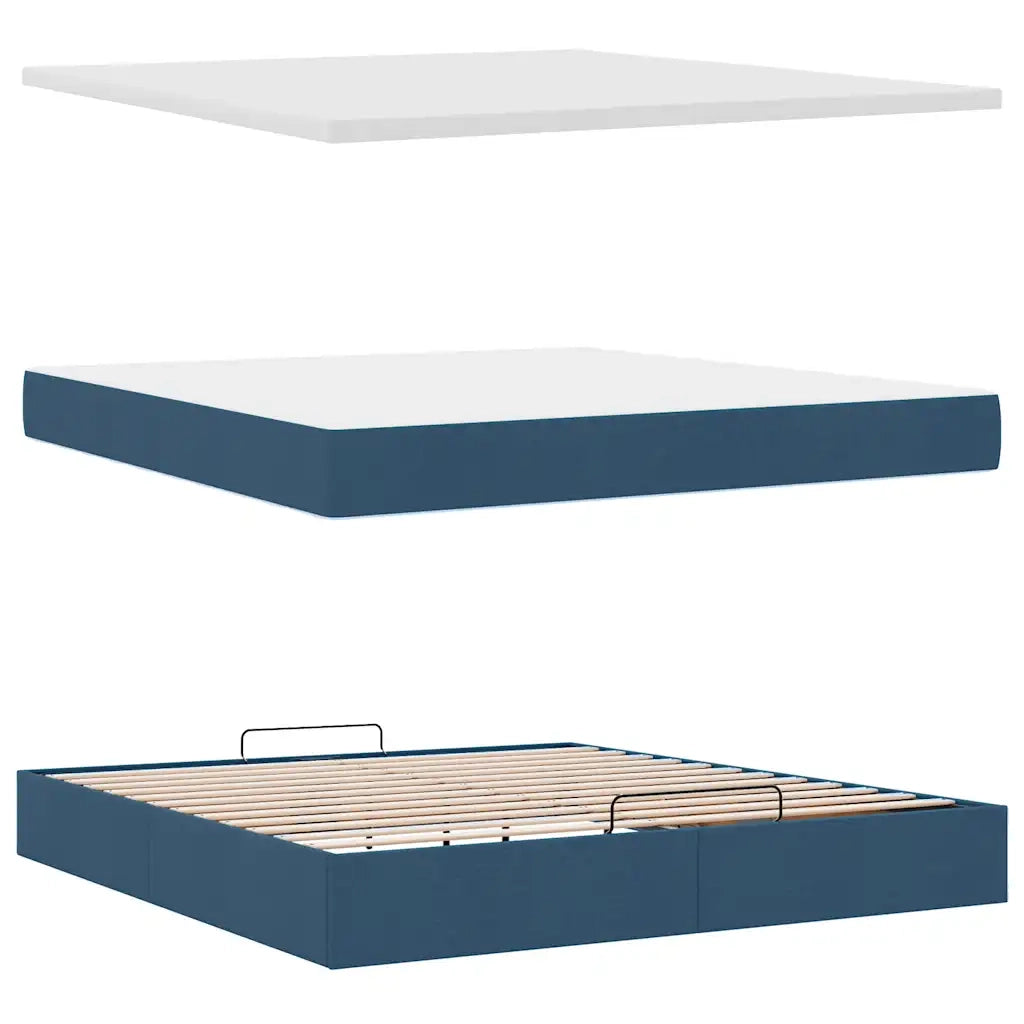 vidaXL Struttura Letto Pouf con Materasso Blu 180x200cm in Tessuto