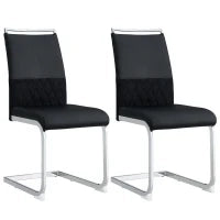 Set di 2 Sedie moderne per sala da pranzo, con schienale alto, in PU e tessuto, per Cucina e ufficio, Nero