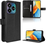 Copertura protettiva shockresistente per ZTE Blade V60 Vita - Tasca pieghevole - Fibra di carbonio - Portafoglio con slot per carte - Nero - Copritelefono