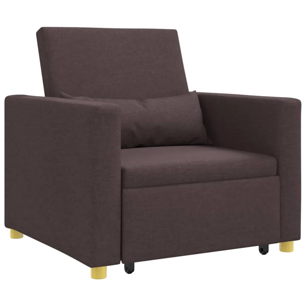 vidaXL Divano Letto Singolo Marrone scuro 90 x 165 x 87 cm Tessuto