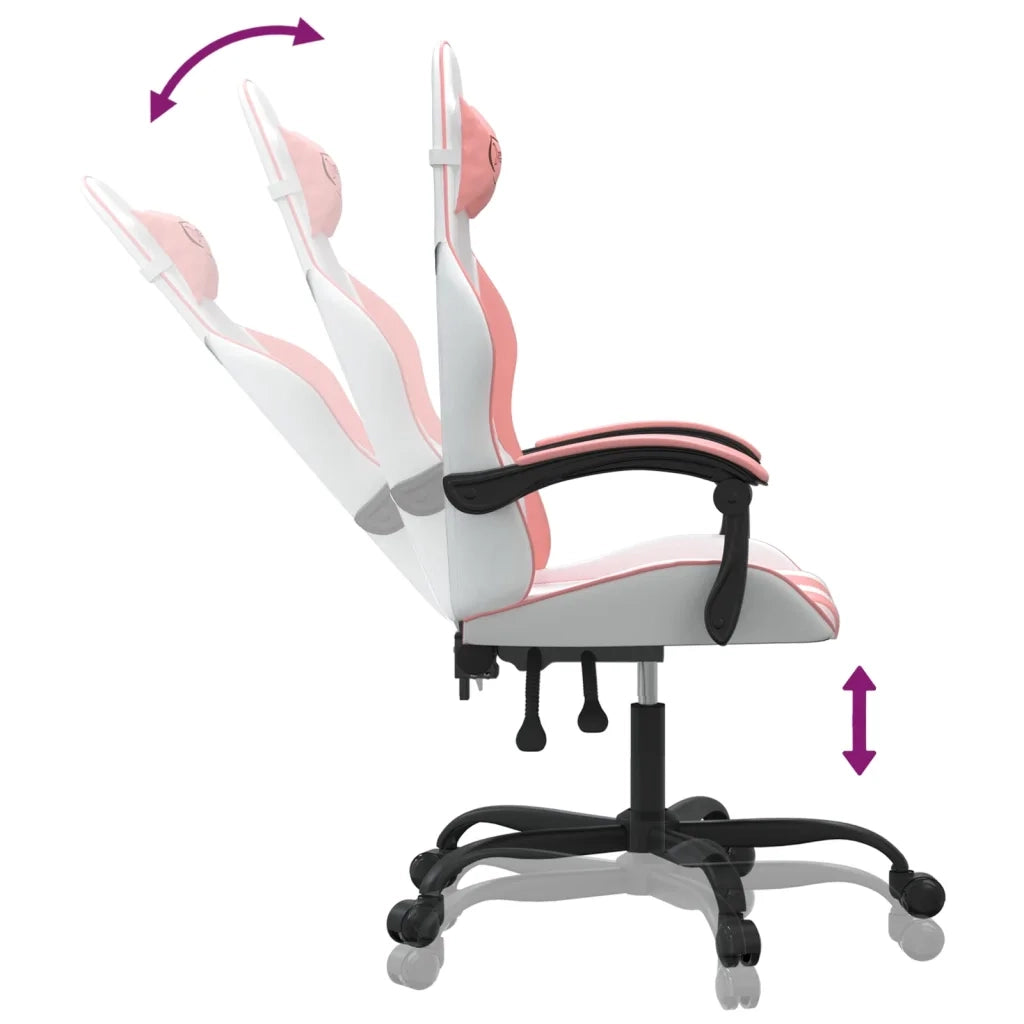 Sedia da Gaming | Sedia da e-sports Bianco e Rosa in Similpelle