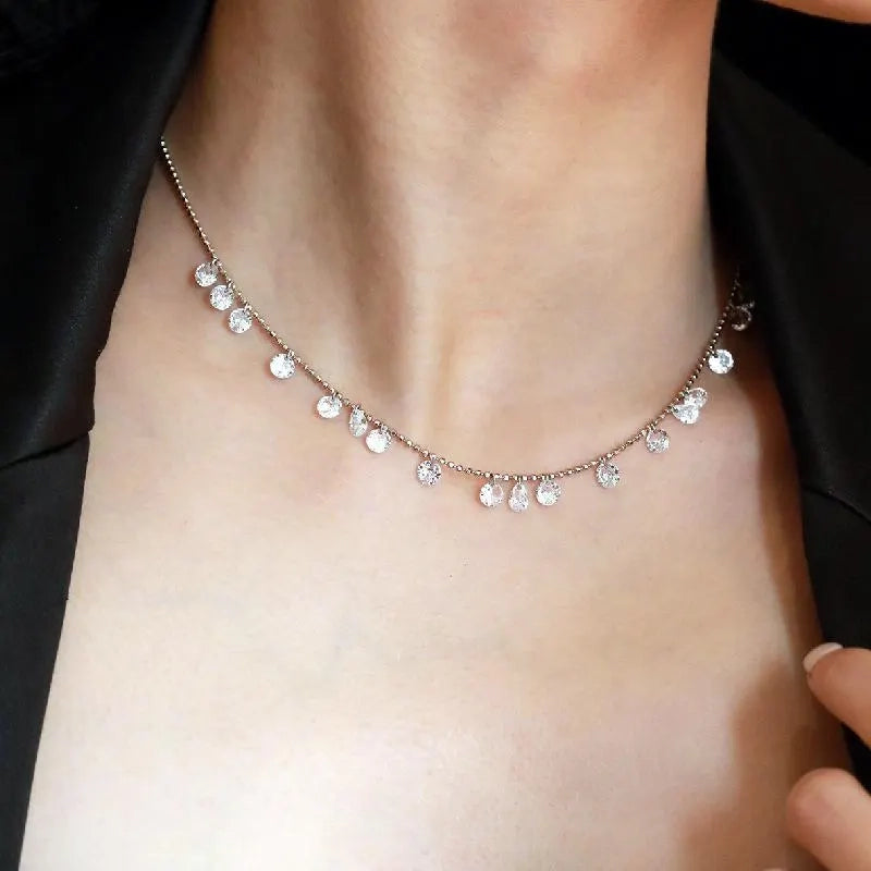 Collana con gypsophila e diamanti fatta a mano, regalo di Natale o di compleanno.