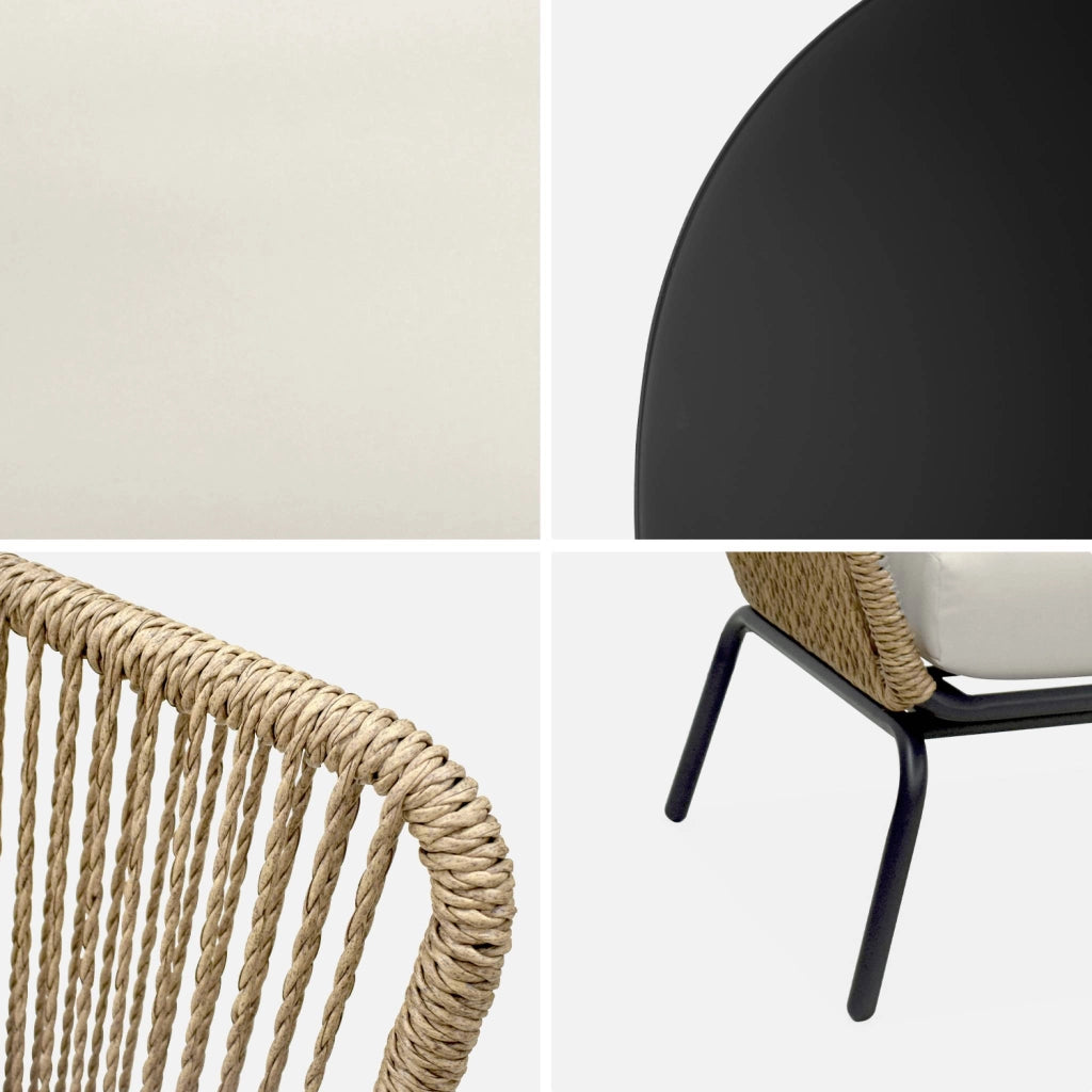 Salotto da giardino in resina intrecciata effetto rattan, 4 posti,