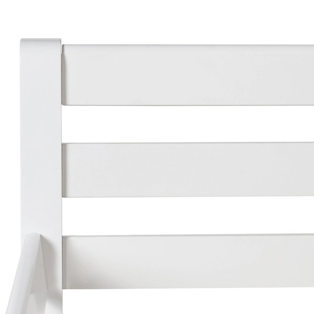 Divano letto in legno di gomma bianca, misura singola 90 x 200 cm con rete a doghe in stile moderno